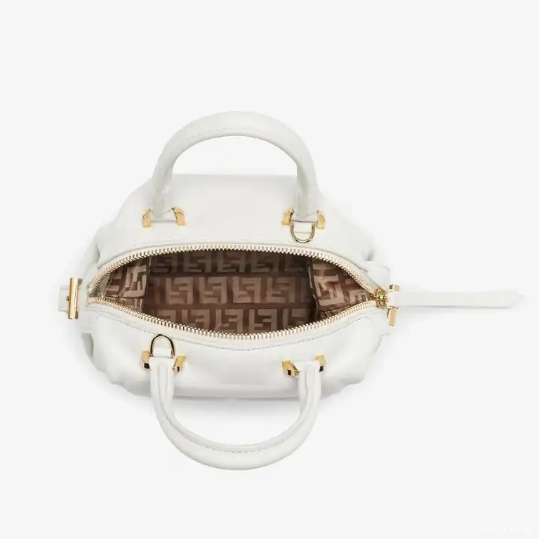 Vintage HOT Mini Fendi Cube Leather FF Nappa In White Bag 0425